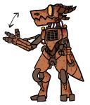 2_toes 3_fingers clunker feet female fingers gaping genitals horn leaking machine pussy sex_bot sex_robot sexbot simple_background solo standing toes white_background trout_(artist) rust_(k0bold) kobold robot