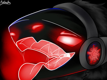 anthro black_background black_body black_fur bodily_fluids dripping eyebrows fur glowing glowing_eyebrows glowing_eyes glowing_face glowing_symbol grey_metal male metal mouth_shot open_mouth protogen_armor protogen_face protogen_visor protogen_visor_maw red_background red_eyebrows red_eyes red_face red_nose red_symbol red_tongue saliva saliva_drip saliva_on_tongue saliva_string simple_background solo tongue pistacho_proto gabogen_(gavinator96) 2026 digital_drawing_(artwork) digital_media_(artwork) shaded signature