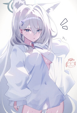 accessory after_sex animal_ears bare_legs bite blue_eyes bodily_fluids body_outline breasts clothed clothing dripping female genital_fluids glistening glistening_body grey_hair hair hair_accessory hair_between_eyes halo long_hair medium_breasts multi_ear navel_outline neck_bite open_clothing open_mouth open_shirt open_topwear shirt simple_background solo topwear vaginal_fluid_drip vaginal_fluids wet white_background white_clothing white_shirt white_topwear poko050498 blue_archive nexon sensei_(blue_archive) shiroko_(terror)_(blue_archive) animal_humanoid canid canid_humanoid canine canine_humanoid human humanoid mammal mammal_humanoid wolf_humanoid absurd_res hi_res