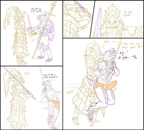 anal anal_penetration anthro armor aroused balls belt big_balls big_bulge big_penis black_border border bottomwear bulge clothed clothing confusion dancing detailed_bulge duo eager erection flirting genitals grin grinning_at_partner groan half-closed_eyes hand_on_hip hand_on_pole heart_symbol holding_partner huge_balls huge_bulge huge_penis items knock-kneed licking lifting_partner looking_pleasured male male/male melee_weapon moan narrowed_eyes pants penetration penetration_through_clothing penis plating pole pole_between_legs pole_dancing polearm power_bottom presenting revealing_outfit seductive sex sex_through_clothing shield shoulder_lick skimpy slutty_eyes slutty_face smile smirk spear spinning stripper_pole submissive submissive_male suggestive surprised sword tail teasing teasing_viewer tenting text tight_bulges tight_clothing tight_underwear tongue tongue_out underwear undressing weapon conditional_dnp samagthrav2 dark_souls fromsoftware mythology dragonslayer_ornstein dragon dragonoid_(dark_souls) mythological_creature mythological_scalie scalie absurd_res comic english_text hi_res