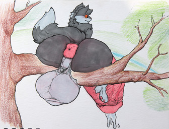 anthro anus balls big_balls big_butt big_penis bodily_fluids butt fluffy genital_fluids genitals huge_balls huge_butt huge_penis hyper hyper_balls hyper_butt hyper_genitalia hyper_penis male penis plant precum puffy_anus sitting solo text tree vein veiny_penis raliphoul_m-e-v domestic_cat felid feline felis mammal absurd_res english_text hi_res