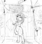 alternate_species anthro bathing digitigrade drinking_straw female jewelry necklace semi-anthro shower showering sieve solo strainer text water wet replica_(artist) ipomoea_(oc) mammal mouse murid murine rodent 2016 monochrome swedish_text translated