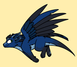 4_ears black_body black_fur black_hair blue_body blue_feathers blue_fur feathered_wings feathers feet feral flying fur green_eyes hair male mane multi_ear pawpads paws simple_background smile solo tail toes wings bizart mythology critterclaws_(character) dragon furred_dragon furred_scalie mythological_creature mythological_scalie scalie 2026 aliasing digital_media_(artwork) hi_res
