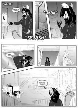 ambiguous_gender anthro clothed clothing dialogue female group gun mask outside ranged_weapon simple_background speech_bubble text vehicle weapon kifyun2 rita_(undying_void) canid canine felid fox mammal pantherine snow_leopard absurd_res black_and_white comic hi_res monochrome