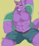 abs anthro belt biceps bottomwear clothed clothing fur male male_anthro muscular muscular_anthro muscular_male open_clothing open_shirt open_topwear pants pecs plaid purple_body purple_fur shirt smile solo topwear torn_clothing ginnosuke cartoon_network mythology ok_k.o.!_let's_be_heroes bernard_(ok_k.o.!_lbh) canid canine canis mammal mythological_canine mythological_creature werecanid werecanine werecreature werewolf wolf 2017