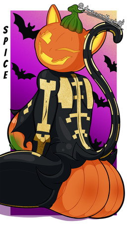 anthro bat_(shape) bat_symbol bodysuit bone breasts butt clothing female for_a_head halloween_themed jack-o'-lantern latex latex_clothing looking_at_viewer one_eye_closed pumpkin_head purple_background simple_background sitting skinsuit smile solo sparkles tail tight_clothing torn_clothing wink winking_at_viewer awesomemazda04 epic_games fortnite spice_(fortnite) felid feline mammal object_head 4k 9:16 absurd_res cel_shading hi_res line_art shaded watermark