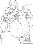 anthro beard big_butt body_hair bulge butt clothed clothing elder elderly facial_hair happy_trail lips male mustache overweight overweight_male power slightly_chubby solo thick_bottom_lip tight_clothing eric_dream_everyotherheart lagomorph leporid mammal rabbit hi_res monochrome