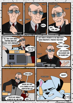 black_spots box container dialogue elderly_male feral fur male sleeping speech_bubble spots text white_body white_fur redundantmodule 101_dalmatian_street 101_dalmatians disney alfred_bright delgado_(101_dalmatians) canid canine canis dalmatian domestic_dog human mammal comic english_text hi_res