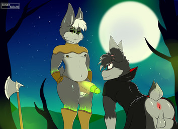 anal animal_genitalia animal_penis anus axe balls black_body black_fur duo fantasy forest fur genitals green_eyes hair holidays male male/male melee_weapon moon night penis plant short_tail tail tree weapon derickk76 halloween deanc_(character) yukito_cinder animal_humanoid humanoid lagomorph lagomorph_humanoid leporid leporid_humanoid mammal mammal_humanoid rabbit rabbit_humanoid vampire hi_res