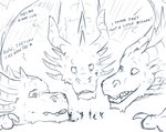 2019 3_heads ambiguous_gender dialogue english_text european_mythology feral godzilla_(series) greek_mythology group hi_res horn hydra kaiju king_ghidorah line_art macro multi_head multifur mythology open_mouth scalie semi-anthro sixsydes teeth text toho weapon