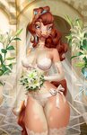 anthro blue_eyes bra breasts clothing detailed_background dress female flower hair legwear lingerie looking_at_viewer panties plant ponytail solo stockings thick_thighs thigh_highs underwear wedding wedding_dress holivi equid equine horse mammal 2020 absurd_res hi_res