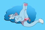 anal anal_penetration big_tail blue_body blue_fur blush butt chastity_device disembodied_penis duo fur genitals grey_eyes legs_up looking_pleasured lying male male/male male_penetrated male_penetrating male_penetrating_male mermaid_position multicolored_body multicolored_fur on_back open_mouth open_smile pawpads paws penetration penile penile_penetration penis penis_in_ass sex simple_background smile tail two_tone_body two_tone_fur white_body white_fur wings jonky mythology cugi_the_dragon dragon furred_dragon furred_scalie mythological_creature mythological_scalie scalie 2023 animated short_playtime