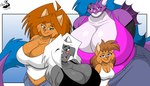 anthro breasts cleavage clothed clothing eyewear female glasses group hair chrisandcompany jewish_mythology mythology daryl_vecat kelsey_sienna neve_vecat aquatic_dragon domestic_cat dragon felid feline felis leviathan mammal marine mephitid mythological_creature mythological_marine mythological_scalie scalie skunk 7:4 absurd_res hi_res