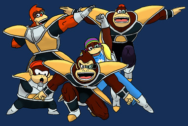 anthro armor battle_armor clothing cosplay female gloves group handwear hat headgear headwear male muscular muscular_male parody pose scouter simple_background transparent_background unknown_artist donkey_kong_(series) dragon_ball dragon_ball_z nintendo chunky_kong diddy_kong donkey_kong_(character) ginyu_force lanky_kong tiny_kong ape gorilla haplorhine kong mammal monkey orangutan primate alpha_channel