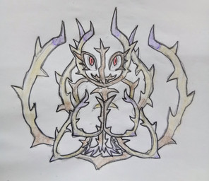 anthro big_breasts breasts female high-angle_view illusion looking_at_viewer plant red_eyes solo suggestive tumbleweed silvershield88 nintendo pokemon brambleghast elemental_creature flora_fauna generation_9_pokemon ghost humanoid pokemon_(species) spirit absurd_res hi_res
