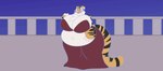 abdominal_bulge anthro belly belly_expansion belly_inflation big_breasts big_butt breasts butt butt_expansion butt_focus clothed clothing clothing_lift eating eating_food erect_nipples expansion expansion_potion female female_anthro holidays huge_breasts hyper hyper_breasts inflation inflation_fetish lying navel nipples on_front overweight overweight_anthro overweight_female scales solo tail thick_tail ventral_scales witch_costume startlin halloween felid mammal pantherine tiger animated short_playtime