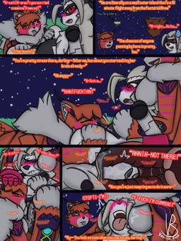anthro between_breasts blush breasts clitoral clitoral_sucking cunnilingus cybernetics dialogue duo ejaculation female female/female fingering fucked_silly genitals groping_chest heart_eyes heart_symbol holding_head holding_leg licking machine oral profanity sex shaking sound_effects spread_legs spreading text tongue tongue_out trembling trembling_for_pleasure vaginal vaginal_fingering vulva vanilla_road bandai_namco digimon digimon_story:_time_stranger cyborg digimon_(species) domestic_cat felid feline felis mammal meicrackmon meicrackmon_vicious_mode wolvermon 3:4 absurd_res comic english_text hi_res