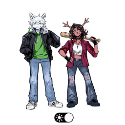 anthro antlers baseball_bat bat_(object) bottomwear brown_body brown_fur brown_hair christian_cross christian_symbol clothed clothed_anthro clothed_female clothed_male clothing crop_top cross denim denim_bottomwear denim_clothing duo fan_designs female female_anthro fingerless_gloves flannel_shirt footwear freckled_face freckles fully_clothed fully_clothed_anthro fully_clothed_female fully_clothed_male fur gloves hair handwear holding_bat hoodie horn jacket jeans looking_at_viewer male male_anthro midriff multiple_poses pants pose religion religious_symbol shirt shoes smile sneakers tomboy topwear torn_bottomwear torn_clothing torn_jeans torn_pants white_body white_fur white_hair heartbreak_juan christianity deltarune undertale undertale_(series) asriel_dreemurr dess_holiday bovid caprine deer goat mammal new_world_deer reindeer 1:1 2025 digital_drawing_(artwork) digital_media_(artwork) full-length_portrait hi_res portrait