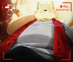 anthro belly black_nose blush brown_body brown_fur clothed clothing erection erection_under_clothing fur male outside overweight overweight_anthro overweight_male solo skyverchase canid canine canis domestic_dog mammal 2018