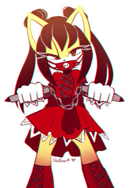 anthro black_hair boots clothing cyber_lolita dress female footwear fur gloves hair handwear holding_object holding_weapon mask melee_weapon nunchaku red_clothing red_dress shoes simple_background solo standing thin_calves thin_legs thin_thighs weapon white_background yellow_body yellow_fur spacecolonie sega sonic_the_fighters sonic_the_hedgehog_(series) honey_the_cat domestic_cat felid feline felis mammal 2015