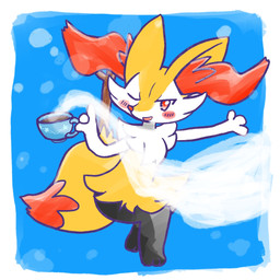 ambiguous_anthro ambiguous_gender anthro blush blush_stickers border coffee_cup container crouching cup cute_fangs dipstick_tail fangs front_view gesture holding_coffee_cup holding_container holding_cup holding_object looking_at_viewer markings object_in_tail one_eye_closed open_mouth open_smile pose raised_finger raised_pinky simple_background smile snout solo stick stick_in_tail tail tail_markings teeth white_border wink winking_at_viewer annyui0611 nintendo pokemon braixen canid generation_6_pokemon mammal pokemon_(species) 1:1 2024 digital_drawing_(artwork) digital_media_(artwork) full-length_portrait hi_res japanese_description portrait translated_description