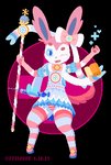 anthro anthrofied circle clothing dress female panties pokemorph solo staff underwear frigadae nintendo pokemon eeveelution generation_6_pokemon pokemon_(species) sylveon alpha_channel digital_media_(artwork) full-length_portrait pixel_(artwork) portrait