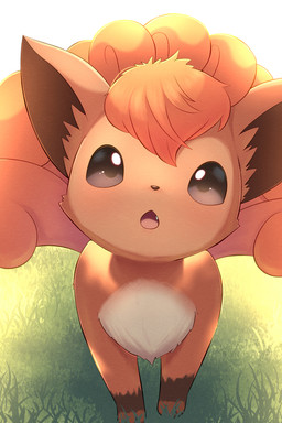 3_toes 6_tails ambiguous_feral ambiguous_gender black_eyes black_inner_ear black_nose brown_body brown_eyes brown_fur day fangs feet feral fur glistening glistening_eyes grass kemono light looking_up multi_tail multicolored_body multicolored_eyes multicolored_fur open_mouth orange_body orange_ears orange_fur orange_tail outside paws pink_tongue plant quadruped solo sunlight tail teeth toes tongue two_tone_eyes white_body white_fur rumine nintendo pokemon canid canine generation_1_pokemon mammal pokemon_(species) vulpix 2025 2:3 hi_res lighting shaded