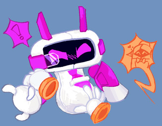 arm_grab blush crotch_grab duo exclamation_point floating_hands grope heart_symbol legless lying machine necktie null on_back pink_face screen screen_face white_body objectfucker robot