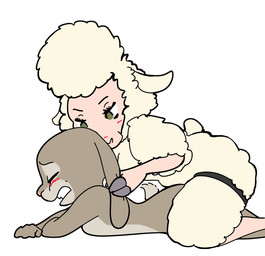 anal anal_penetration anthro clenched_teeth countershade_torso countershading duo ear_grab ear_pull female female/female from_behind_position fur green_eyes hooves lying nude object_in_ass on_front on_top penetration sex sex_toy sex_toy_in_ass sex_toy_insertion simple_background teeth toying_partner white_background wool_(fur) anonymous_artist disney zootopia dawn_bellwether judy_hopps bovid caprine lagomorph leporid mammal rabbit sheep colored hi_res