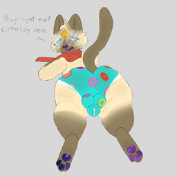 anthro balls big_butt bodily_fluids bulge butt clothing cum cum_in_clothing cum_in_underwear cum_through_clothing cum_through_underwear dessert dialogue doughnut dripping eyewear facial_markings food forehead_markings fur genital_fluids genitals glasses head_markings leaking_precum looking_at_viewer looking_back male markings open_mouth pastry precum precum_drip precum_through_clothing precum_through_underwear purple_mouth scarf simple_background solo speech_bubble star tail talking_to_viewer text thick_thighs tired tired_eyes underwear wet wet_clothing wet_underwear wide_hips wisdomcat wisdom_(wisdomcat) domestic_cat felid feline felis mammal siamese_cat 1:1