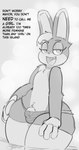 animal_crossing anthro bulge clothing dialogue femboy genitals half-closed_eyes hi_res lagomorph legwear leporid male mammal narrowed_eyes nintendo open_mouth panties penis rabbit sasha_(animal_crossing) small_penis solo thick_thighs thigh_highs underwear vroorv