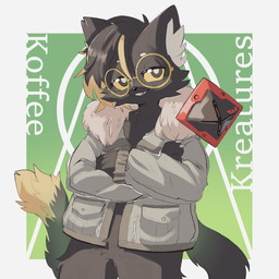 anthro black_body black_fur clothing coat dipstick_tail eyewear fur glasses inner_ear_fluff male markings smile solo tail tail_markings topwear tuft frostynoten knight_(knight) domestic_cat felid feline felis mammal absurd_res hi_res