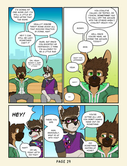 adolescent anthro blush blush_lines clothed clothed_anthro clothed_male clothing dialogue dipstick_snout eyebrow_through_hair eyebrows eyewear fully_clothed fully_clothed_anthro fully_clothed_male glasses hair male male_anthro outside page_number playground text translucent translucent_hair young young_anthro young_male frostedchase joshua_(frostedchase) max_(frostedchase) canid canine canis domestic_dog german_shepherd herding_dog mammal pastoral_dog comic english_text hi_res