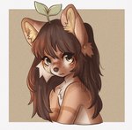 anthro brown_body brown_fur brown_hair ear_piercing female fur green_eyes hair inner_ear_fluff long_hair looking_at_viewer piercing plant plant_hair pseudo_hair solo tuft white_body white_fur lewdshiba hazel_(lewdshiba) canid canine canis chowba domestic_dog mammal 2020