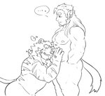 abs anthro duo hair heart_symbol long_hair male male/male musclegut muscular muscular_anthro muscular_male nipples nude nuzzling pecs dandelion860 lifewonders live_a_hero huckle ryekie_(live_a_hero) felid humanoid mammal pantherine tiger hi_res