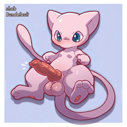 animal_genitalia animal_penis balls blush erection feet feral fur genitals knot male nude penile_spines penis pink_body simple_background smile solo tail bundefault nintendo pokemon generation_1_pokemon legendary_pokemon mammal mew_(pokemon) pokemon_(species) 1:1