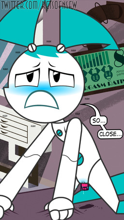 after_orgasm ahegao bed bedroom biped black_eyes blue_hair blush bodily_fluids breasts clitoral_hood detailed_background dresser dripping electronics female flat_chested furniture genital_fluids genitals grabbing_sheets hair humanoid_genitalia inside joints kneeling kneeling_on_bed looking_pleasured machine masturbation mirror monitor navel nipples not_furry nude on_bed on_model open_mouth penetration pigtails pussy_juice_stain sex sex_toy sex_toy_in_vagina sex_toy_insertion small_breasts smile solo text tongue unusual_navel vaginal vaginal_fluids vaginal_penetration vibrator vibrator_in_vagina vulva white_body retsofnsfw my_life_as_a_teenage_robot nickelodeon jenny_wakeman android humanoid robot robot_humanoid 9:16 digital_media_(artwork) hi_res
