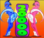 20000 2000_(subs) achievement alternate_color anthro areola balls big_breasts big_penis blue_areola blue_body blue_eyes blue_glans blue_nipples blue_scales blue_skin breasts butt butt_bump celebration duo genitals glans gradient_background gynomorph hip_check intersex looking_at_viewer milestone motion_lines nipples non-mammal_breasts nude nude_anthro nude_gynomorph nude_intersex number orange_background party_horn penis pink_areola pink_glans pink_nipples raised_tail red_eyes scales scutes simple_background smile standing_on_toes tail yellow_background justathereptile june_(justathereptile) komodo_dragon lizard monitor_lizard reptile scalie 2018 digital_media_(artwork) watermark herm_(lore)