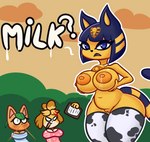 angry anime_nosebleed anthro beverage big_breasts blood bodily_fluids breasts cross-popping_vein female group juice_(beverage) lactating looking_at_viewer milk nipples nosebleed nude orange_juice presenting presenting_breasts simple_background solo_focus text unusual_blood unusual_bodily_fluids arturfox animal_crossing nintendo ankha_(animal_crossing) isabelle_(animal_crossing) tangy_(animal_crossing) domestic_cat felid feline felis mammal hi_res