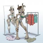 1:1 anthro bra breasts canadian_lynx claws clothing digital_media_(artwork) feet felid feline female fur green_eyes hi_res ileya lynx mammal nicole_(nicnak044) panties paws pose smile solo toes underwear