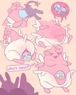 ambiguous_gender anthro blush butt digestion duo egg egg_from_vagina egg_transformation female feral full_tour group hole_(anatomy) inside_stomach internal monobutt overweight oviposition pouch_(anatomy) safe_vore transformation transformation_through_vore vaginal vore vore_bulge claustrophile nintendo pokemon blissey generation_2_pokemon generation_4_pokemon humanoid pokemon_(species) shinx 4:5 absurd_res hi_res