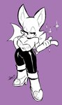 anthro armwear boots breasts cleavage clothed clothing elbow_gloves female footwear gloves handwear high_heeled_boots high_heels narrowed_eyes shoes simple_background solo wings jamoart sega sonic_the_hedgehog_(series) rouge_the_bat bat mammal signature sketch