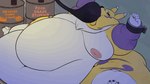 16:9 animated anthro areola bandai_namco barrel belly big_belly big_breasts big_butt black_sclera blue_eyes bound breasts butt calorie chubby_cheeks digimon digimon_(species) double_chin expansion fat_rolls female force_feeding forced fur hose hose_inflation huge_belly huge_butt huge_thighs hyper hyper_belly immobile inflation loop nipples obese overweight pink_areola renamon short_playtime solo thick_arms thick_thighs weight_gain white_body white_fur widescreen yellow_body yellow_fur