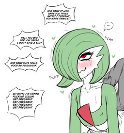 accidentally_gay anal anal_penetration arched_back bent_over black_text blush bodily_fluids clothing collarbone deception dialogue duo ellipsis erect_nipples femboy from_behind_position green_hair grey_clothing grey_shirt grey_topwear hair hair_over_eye happy heart_symbol human_on_humanoid human_penetrating human_penetrating_humanoid humanoid_focus humanoid_penetrated interspecies looking_pleasured male male/male male_penetrated male_penetrating male_penetrating_male mistaken_identity mostly_offscreen_human mostly_offscreen_male nipples orientation_play penetration penile penile_penetration penis_in_ass plap pokephilia profanity red_eyes sex shirt smile smirk solo_focus speech_bubble sweat sweaty_face text topwear wavy_mouth white_body truelordpotato nintendo plap_plap_get_pregnant pokemon gardevoir generation_3_pokemon human humanoid mammal pokemon_(species) 2026 english_text hi_res meme