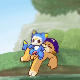 :3 anal anal_penetration anthro anthro_penetrated anus balls biped blue_body blue_fur blush bodily_fluids brown_body clothing countershading cum cum_in_ass cum_inside cum_on_ground cum_while_penetrated cumshot day digitigrade duo ejaculation facial_markings forehead_markings fur genital_fluids genitals grass head_markings headgear headgear_only headkerchief headkerchief_only headwear headwear_only humanoid_on_anthro humanoid_penetrating humanoid_penetrating_anthro humanoid_penetrating_male interspecies kerchief kerchief_only leg_markings male male/male male_anthro male_humanoid male_on_anthro male_on_humanoid male_penetrating_anthro markings mask_(marking) monotone_body mostly_nude mostly_nude_humanoid mostly_nude_male multicolored_body multicolored_fur outside_sex penetration penile penile_penetration penis penis_in_ass plant plantigrade pointy_ears precum precum_squirt sex shrub sky slim slim_humanoid slim_male socks_(marking) tapering_penis three-quarter_view tree water white_body white_countershading white_fur yellow_body yellow_fur young arisel_uwu roco_kingdom dimo_(roco_kingdom) humanoid 1:1 2025 2d_animation animated cel_shading frame_by_frame huge_filesize long_playtime shaded sound video