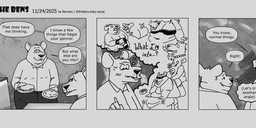 anthro belly big_belly blush clothing dialogue dot_eyes duo male moobs overweight overweight_male shirt simple_eyes text topwear barnem mammal murid murine rat rodent 2025 comic english_text hi_res monochrome
