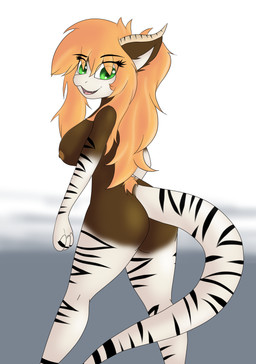 anthro breasts butt curvy_figure female hair horn long_hair long_tail looking_back looking_down nipples okabi open_mouth ossicone rear_view simple_background solo stripes tail voluptuous white_background neronova suzy_(audrey_jutras) giraffid mammal okapi 2016 absurd_res hi_res