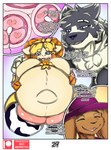 anthro belly big_belly big_breasts bodily_fluids bovid breasts breasts_and_teats canid canine canis caprine clothed clothing comic cum curvy_figure digital_media_(artwork) domestic_sheep english_text female genital_fluids group lagomorph leporid male mammal master_wolf_(neo_geppetto) neo_geppetto nipples overweight overweight_female ovum patreon patreon_logo pregnant rabbit remi_(neo_geppetto) renae_(neo_geppetto) sheep simple_background size_difference slightly_chubby sperm_cell teats text thick_thighs trio udders wide_hips wolf