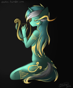 anthro anthrofied black_background cutie_mark eyes_closed female hair horn lyre multicolored_hair musical_instrument patterns plucked_string_instrument simple_background smile solo string_instrument two_tone_hair daxhie friendship_is_magic hasbro my_little_pony mythology tumblr lyra_heartstrings_(mlp) equid equine mammal mythological_creature mythological_equine unicorn 2014 hi_res