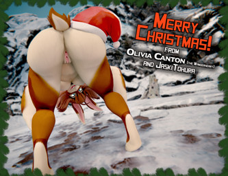 anthro anus aroused aroused_female ass_up barely_visible_nipples bent_over big_butt blue_eyes bodily_fluids breasts brown_body brown_fur brown_hair buckteeth butt butt_focus christmas_card christmas_clothing christmas_headwear clitoral_hood clitoris clothing countershading depth_of_field digitigrade dripping dutch_angle feet female female_anthro foreshortening fur garland genital_fluids genitals hair happy hat hat_on_butt head_tilt headgear headwear holidays long_ears looking_at_viewer looking_back looking_back_at_viewer looking_back_through_legs looking_through looking_through_legs looking_through_legs_at_viewer low-angle_view nipples nude nude_anthro nude_female open_mouth open_smile outdoor_nudity outside paws presenting presenting_anus presenting_hindquarters presenting_vulva raised_tail rear_view rock santa_hat scut_tail short_tail silly smile snow solo tail tan_body tan_fur teeth text thick_thighs upside_down vaginal_fluid_drip vaginal_fluid_string vaginal_fluids vulva wide_hipped_anthro wide_hipped_female wide_hips jaskitohura christmas wanderland olivia_(jaskitohura) domestic_rabbit lagomorph leporid mammal oryctolagus rabbit 2025 3d_(artwork) absurd_res character_name digital_media_(artwork) english_text hi_res signature